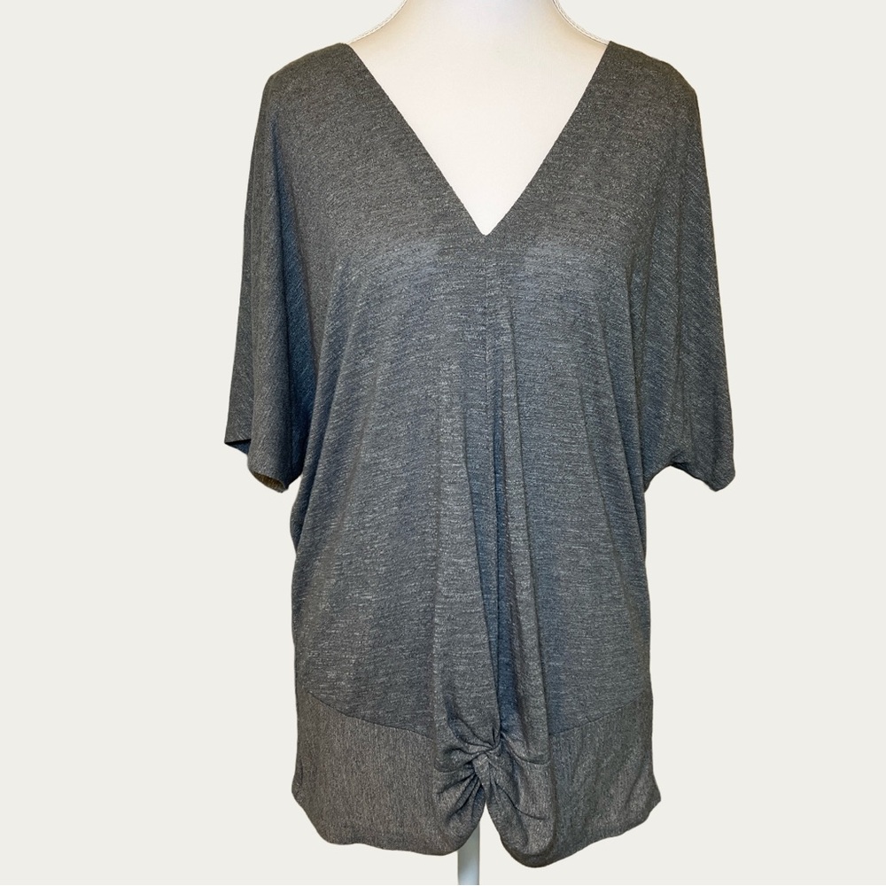 Juicy Couture Gray V-Neck Top with Knot Women’s‎ Size Medium